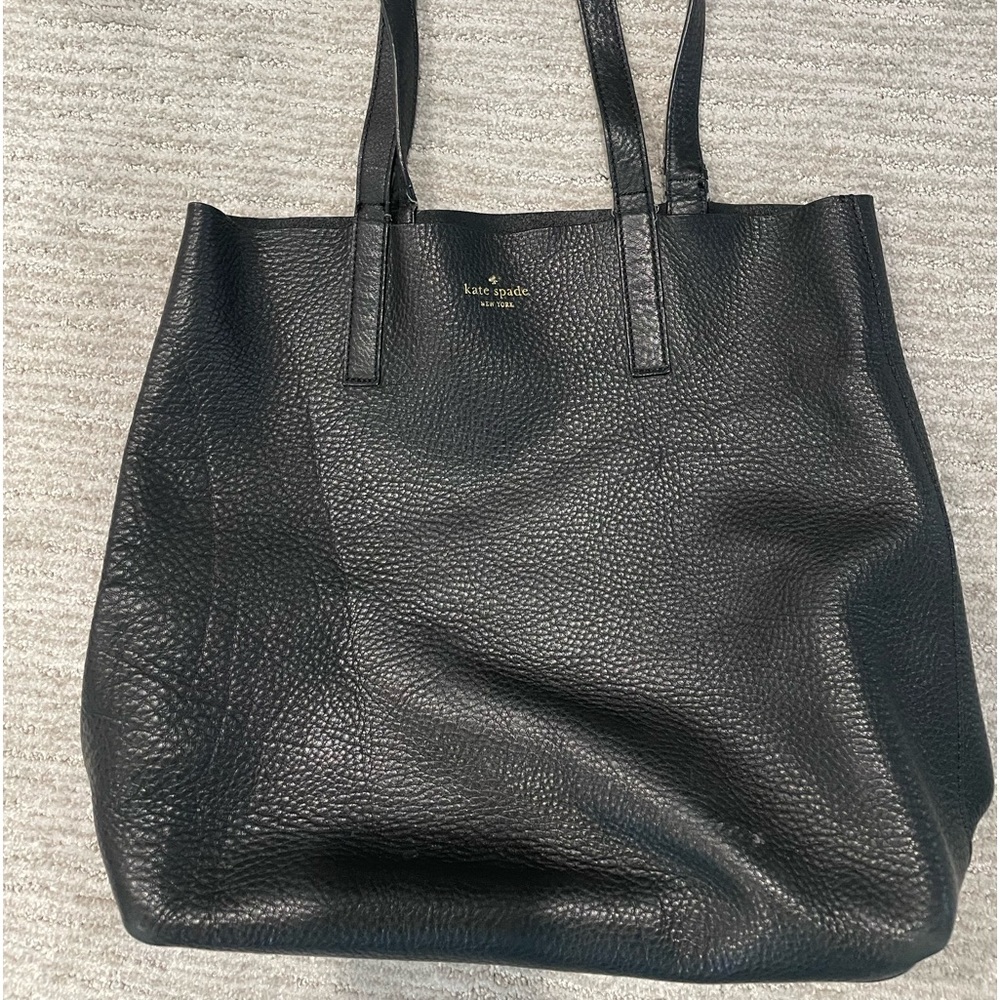 Kate Spade black leather pebble tote bag